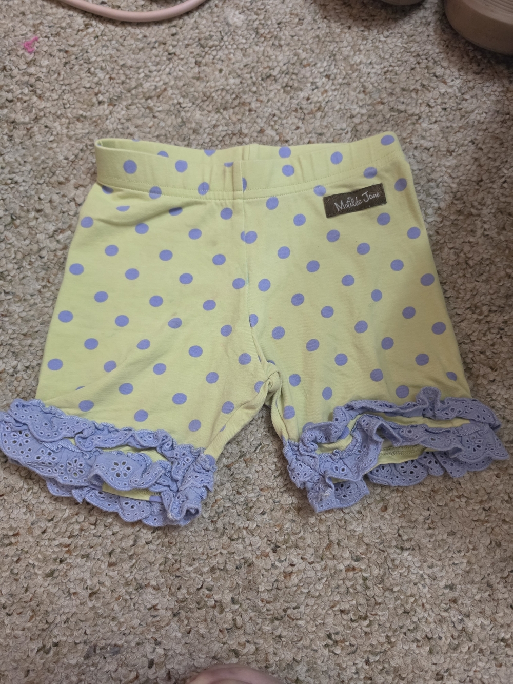 Matilda Jane Green and Lavender Polka Dot Ruffle Shorts